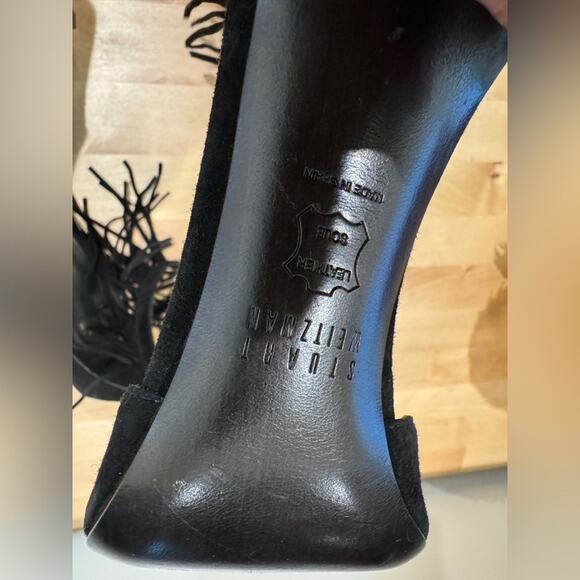 Stuart Weitzman Fringelica Fringe Suede Ankle Strap Pump Black Women Sz 7.5 M - Picture 6 of 16